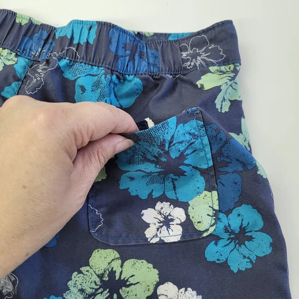 Reel Legends‎ Mens Floral Swim Trunks Shorts Blue Green White Size S Fishing
